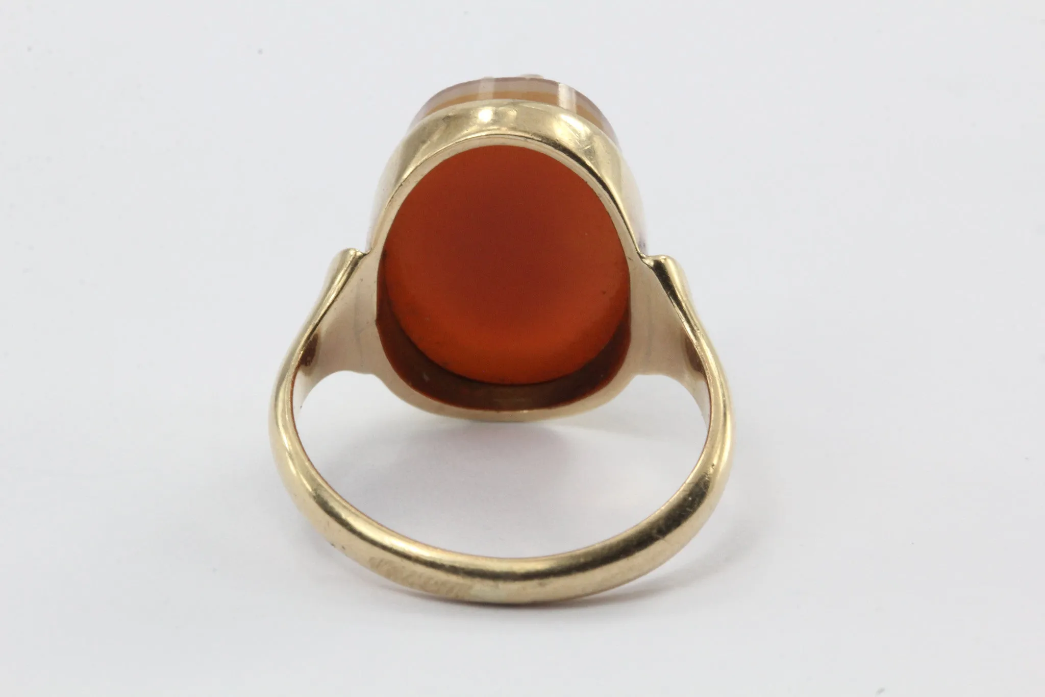 Antique Oscar E Place & Sons Co. P&S 10K Gold Carved Cameo Ring