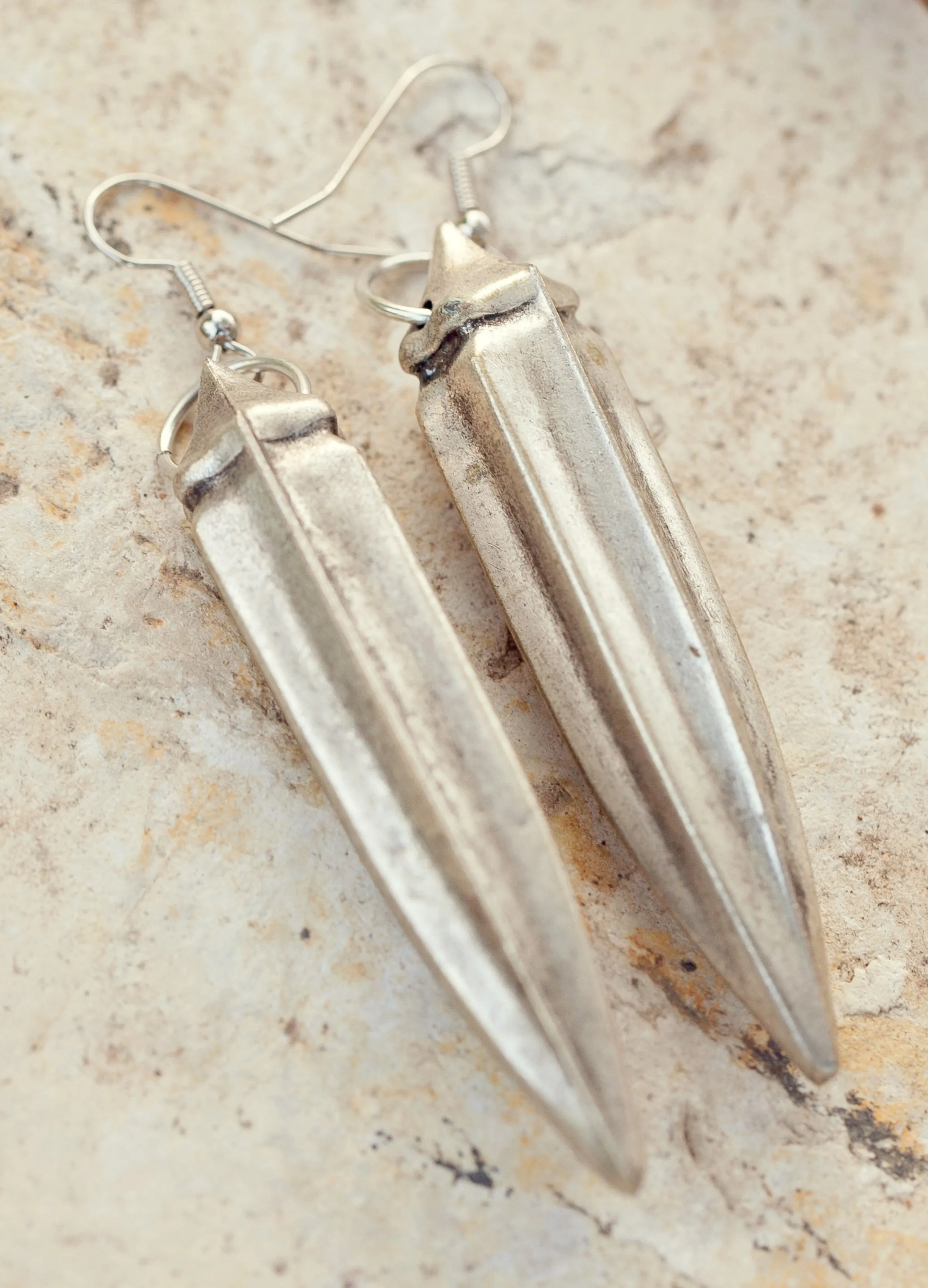 Antique silver okra earrings