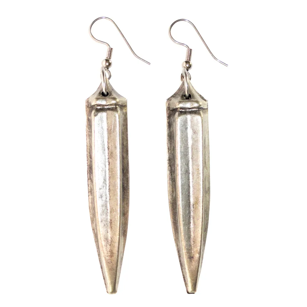Antique silver okra earrings