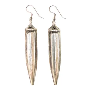 Antique silver okra earrings