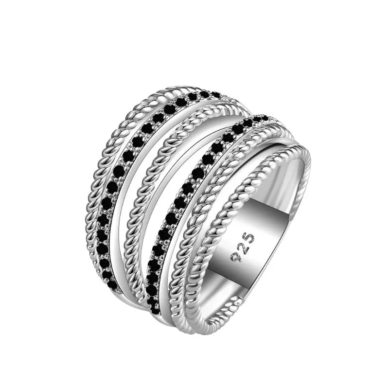 Antique Silver Sapphire Ring for Women Wedding Jewelry