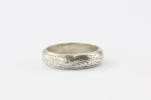 Antique Sterling Silver Art Nouveau Acanthus Leaf Ring Band