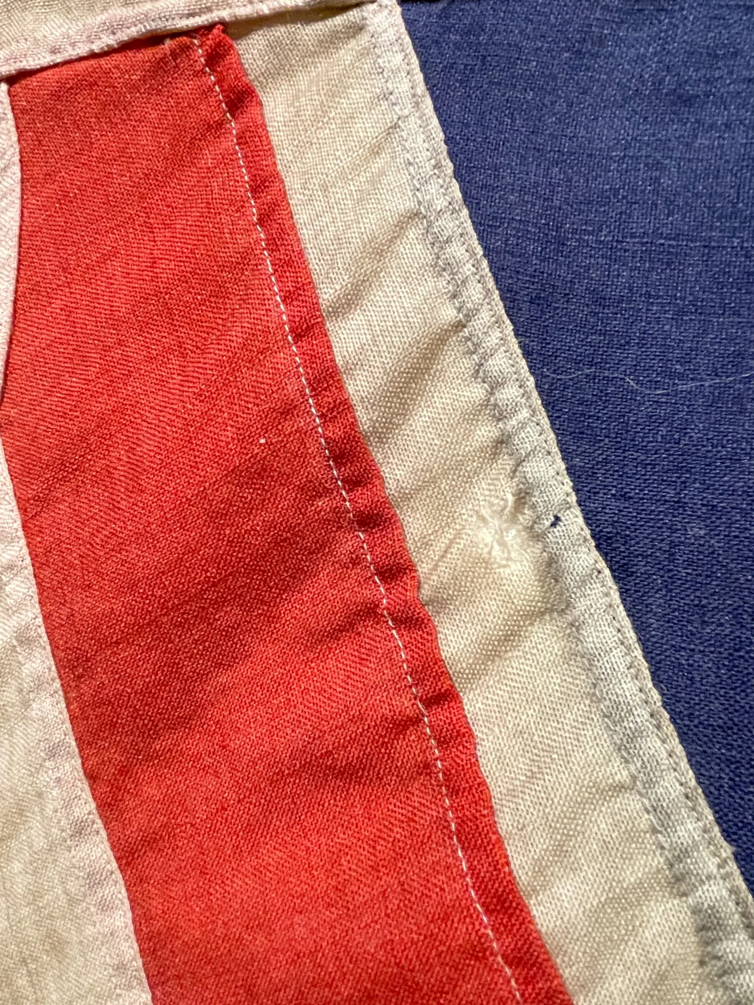 Antique Union Jack Flag in Greige Finished Fluted Wood Frame