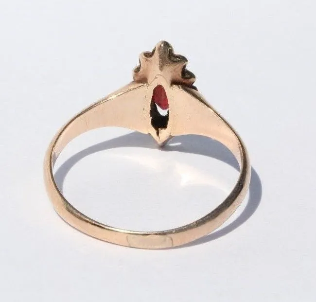 Antique Victorian 10K Gold Seed Pearl & Tourmaline Ring