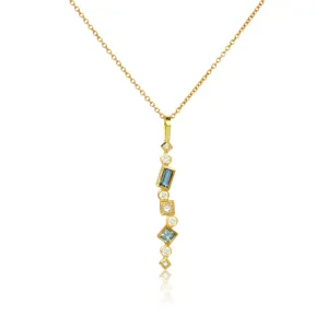 aquamarine & diamond confetti pendant