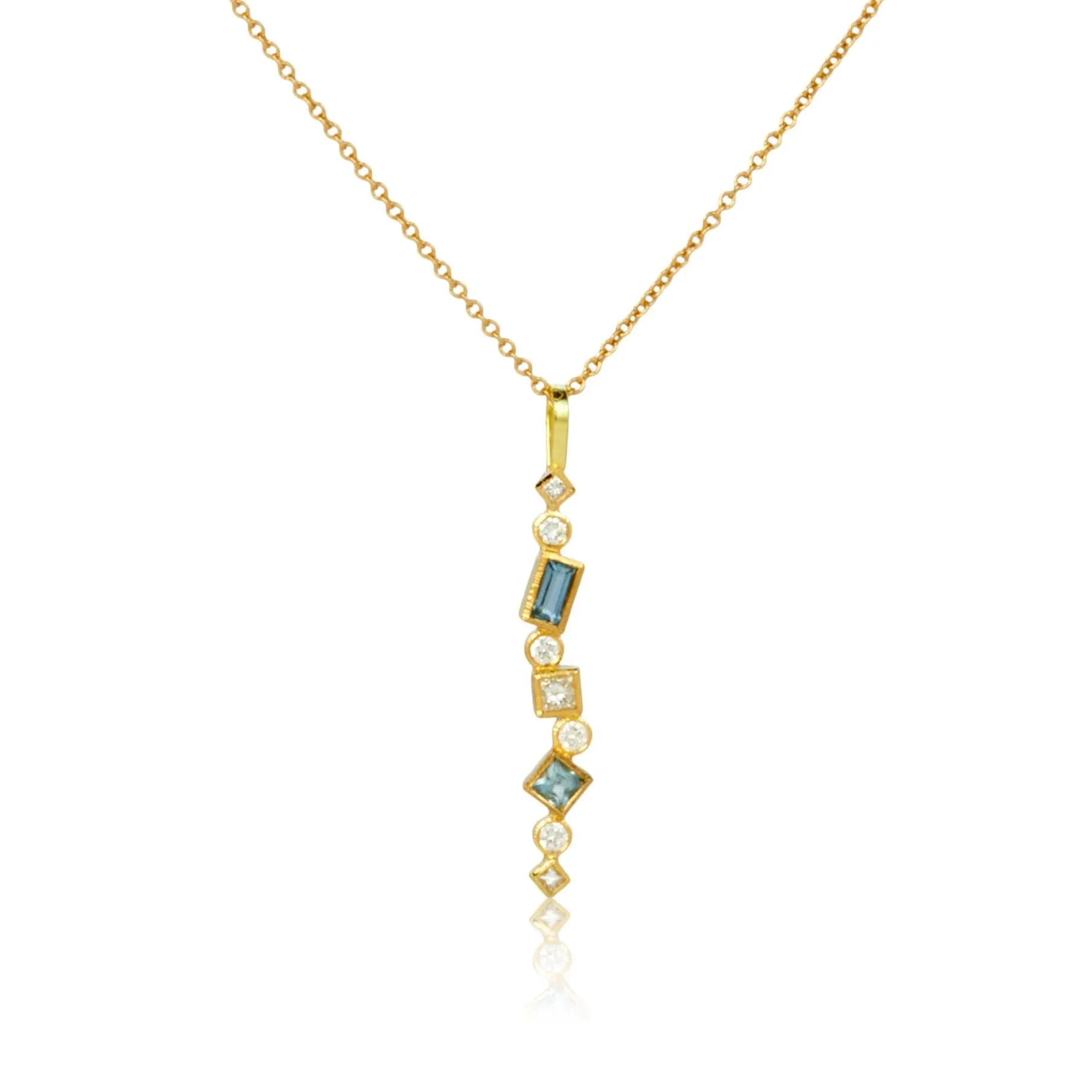 aquamarine & diamond confetti pendant