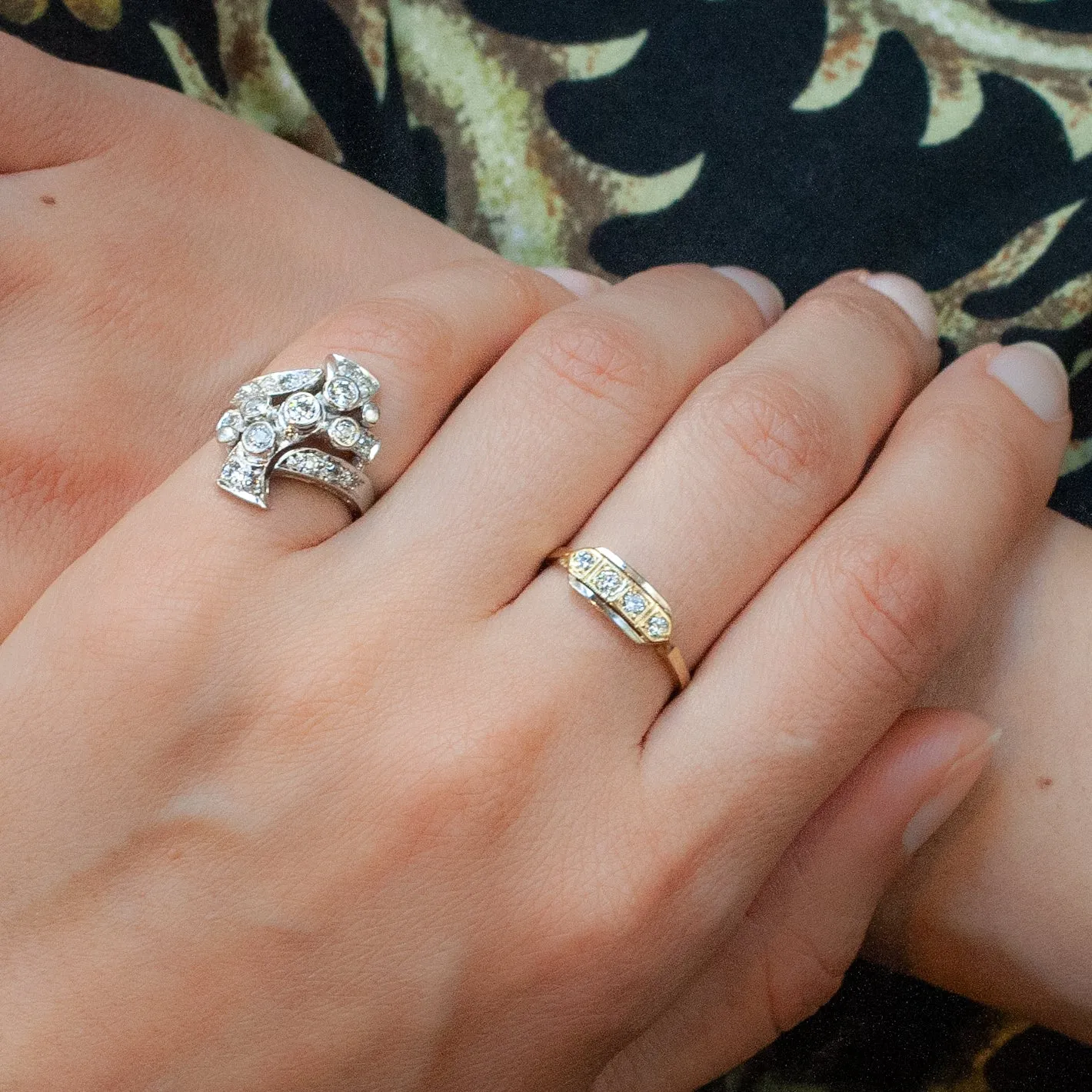 Art Deco Asymmetrical Diamond Ring