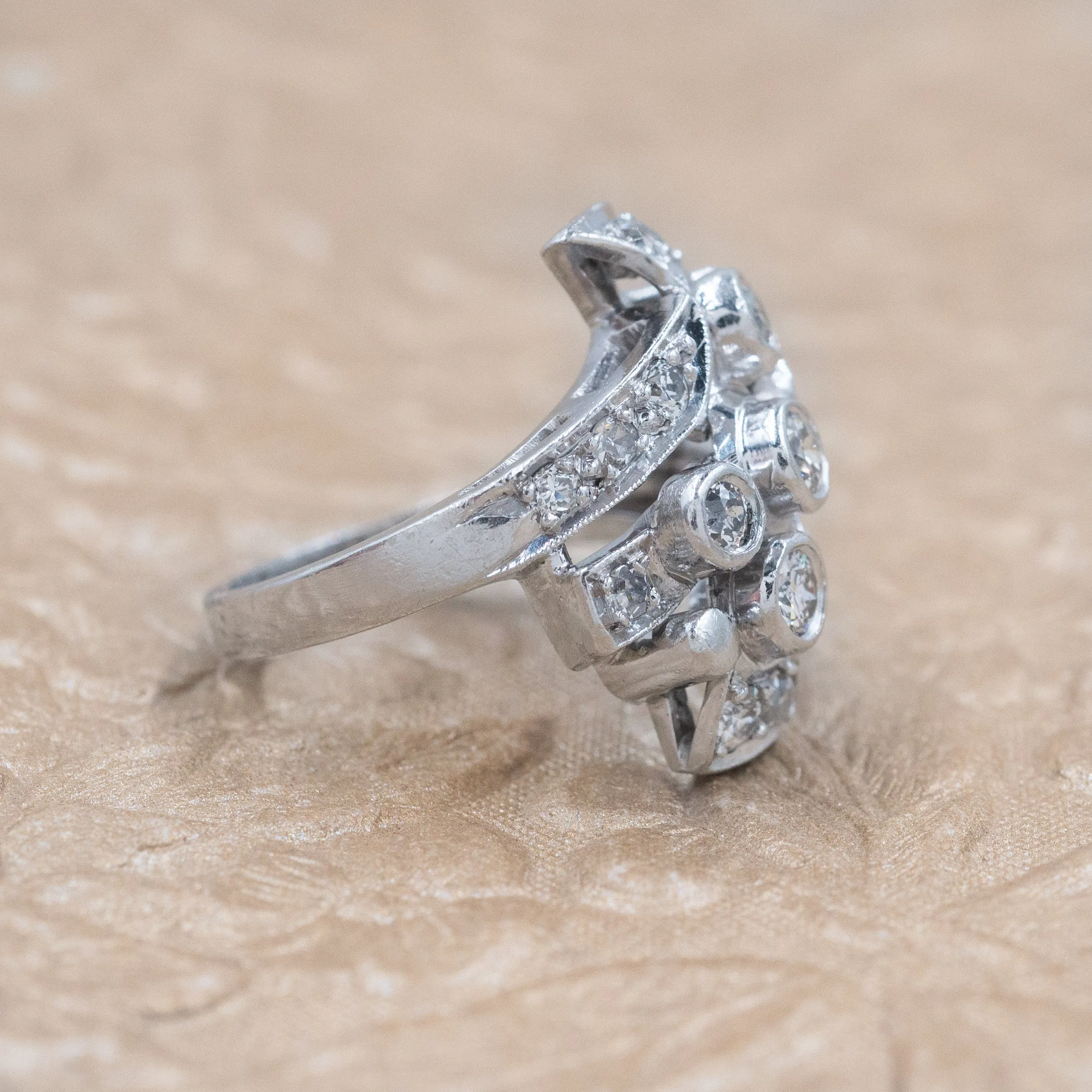 Art Deco Asymmetrical Diamond Ring