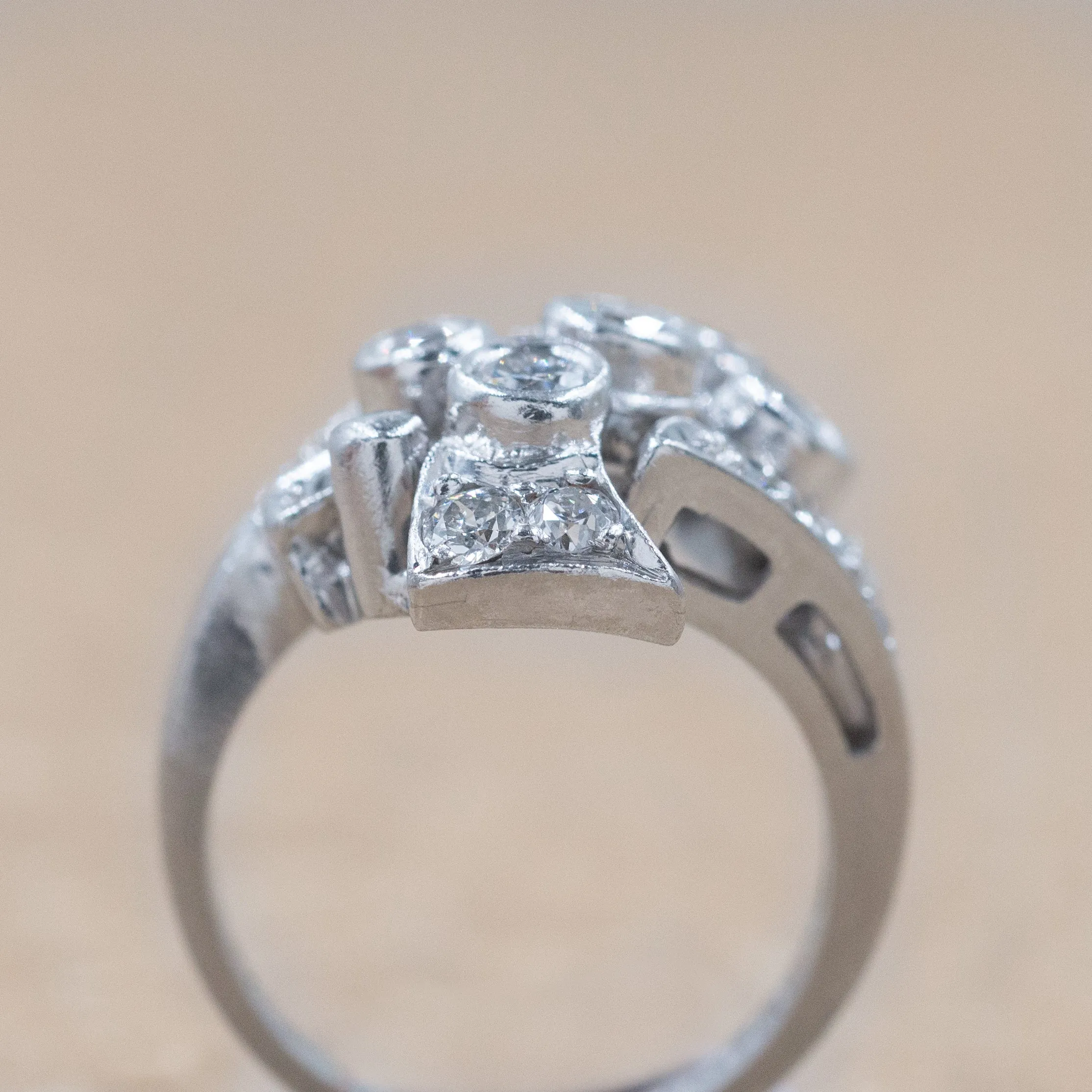 Art Deco Asymmetrical Diamond Ring