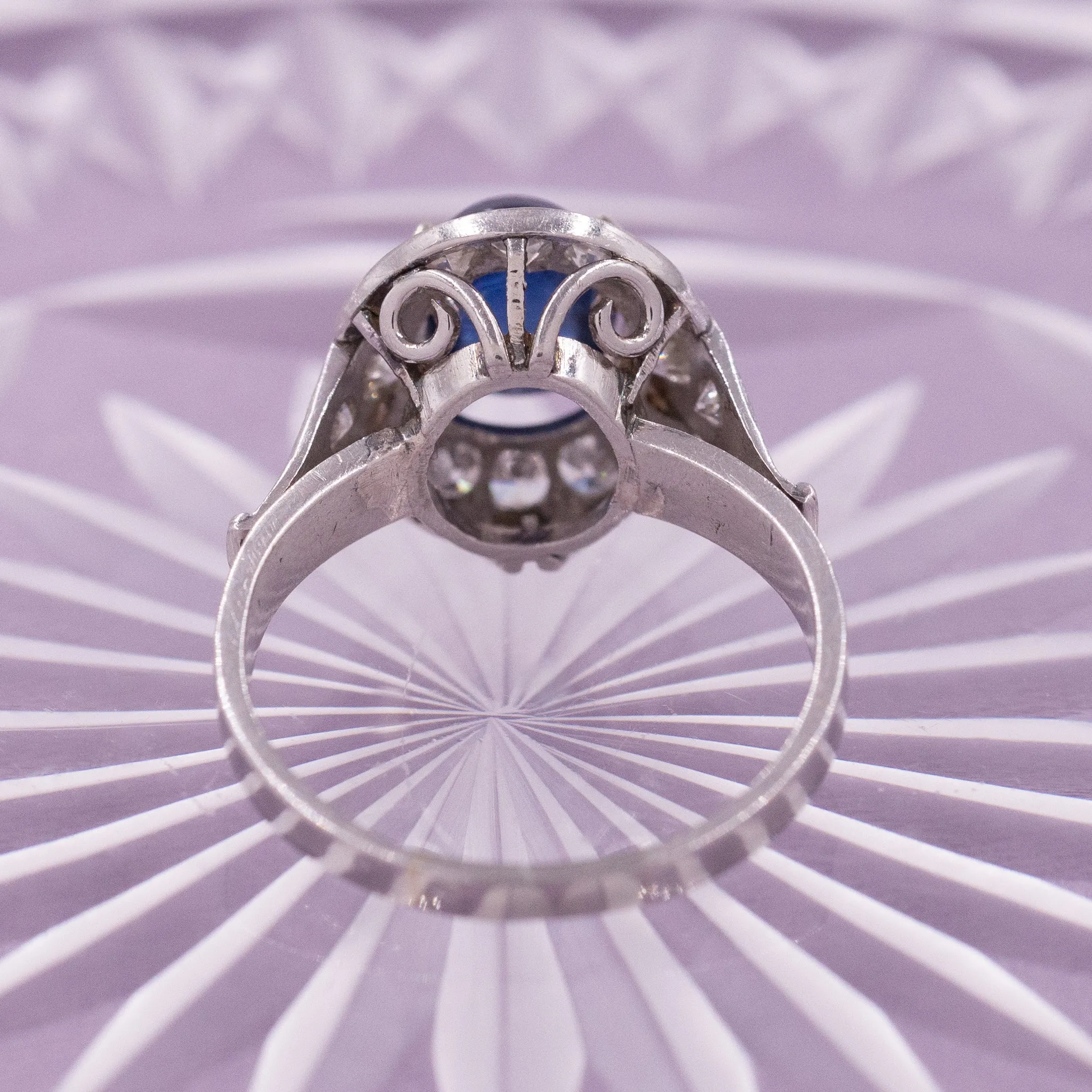 Art-Deco Fine Ceylon Sapphire & Diamond Ring