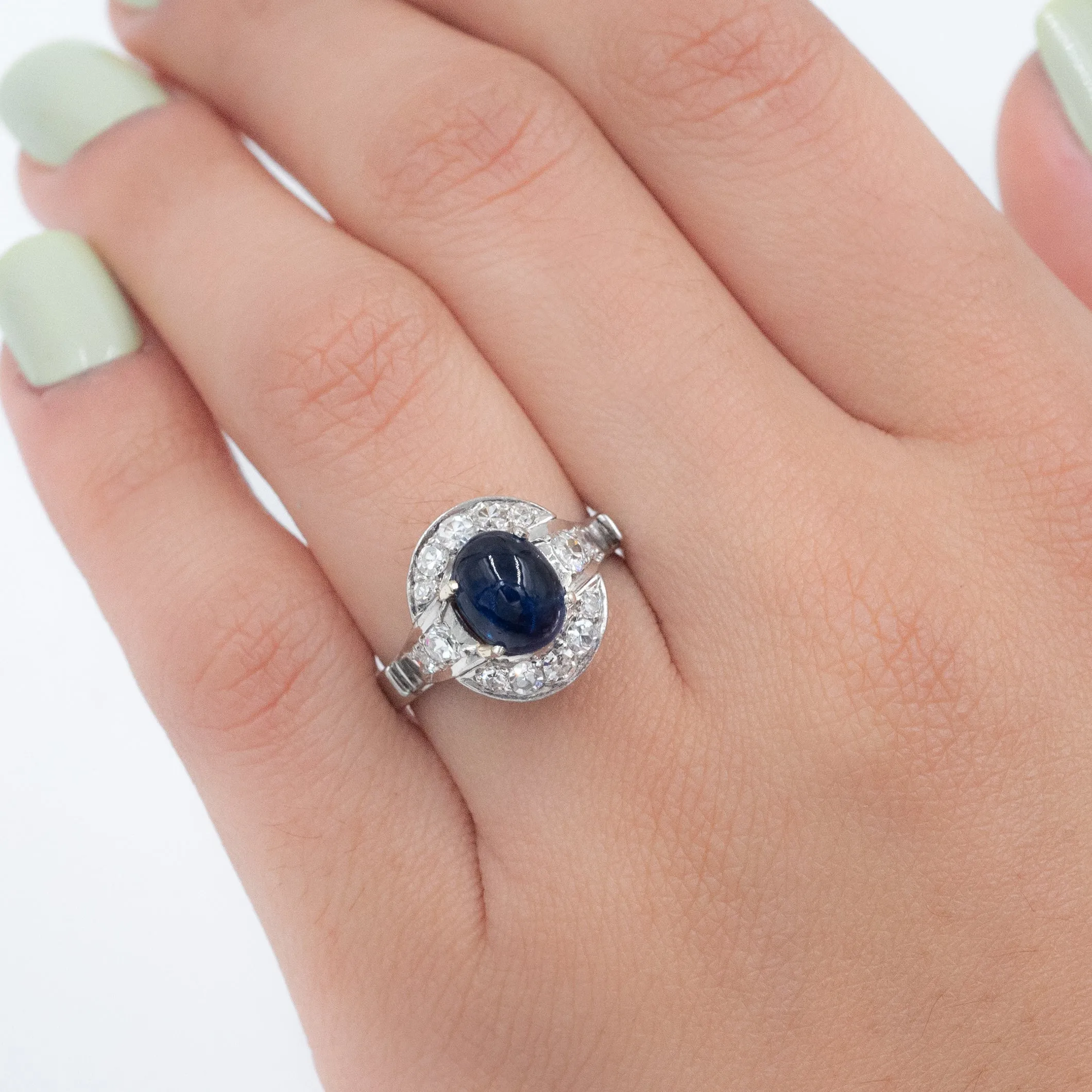 Art-Deco Fine Ceylon Sapphire & Diamond Ring