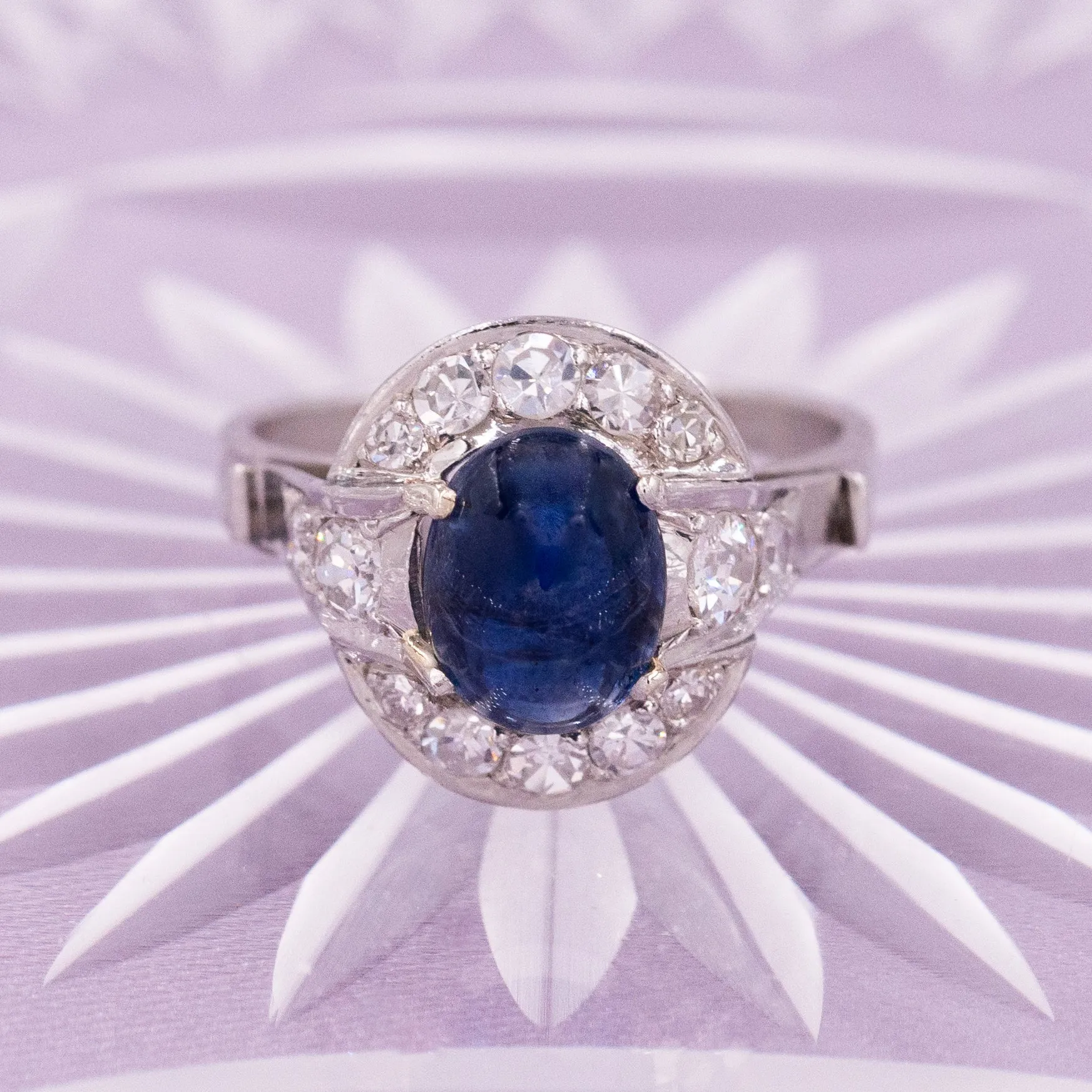 Art-Deco Fine Ceylon Sapphire & Diamond Ring