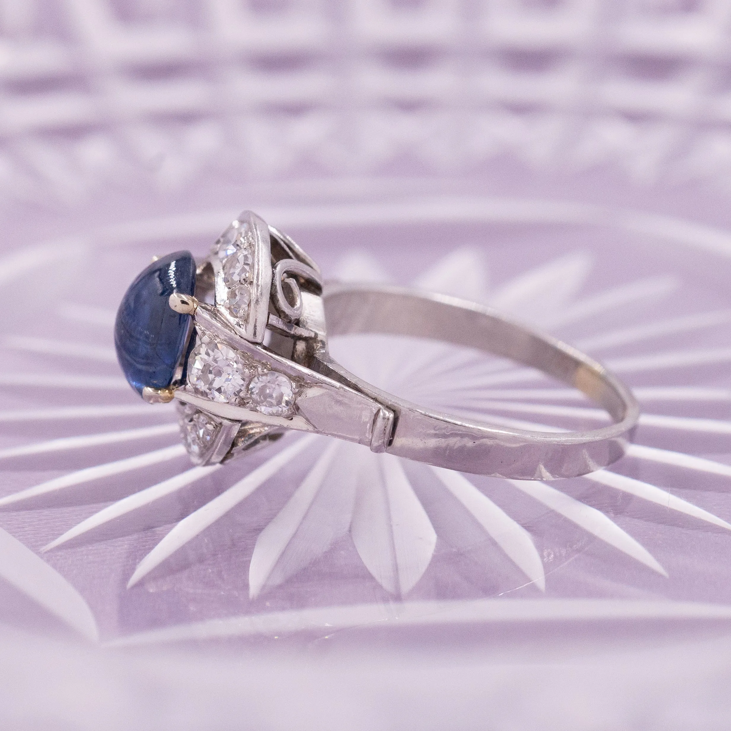 Art-Deco Fine Ceylon Sapphire & Diamond Ring