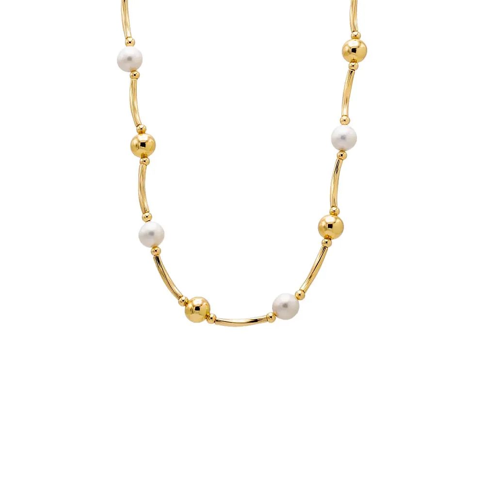 Ball X Pearl Choker Necklace