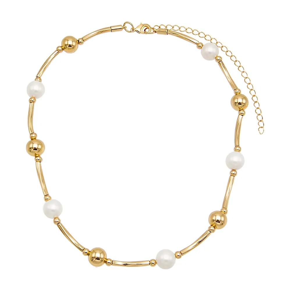 Ball X Pearl Choker Necklace