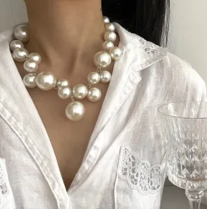 Bead Pearls Pendant Necklace Chain Women Bride Jewelry