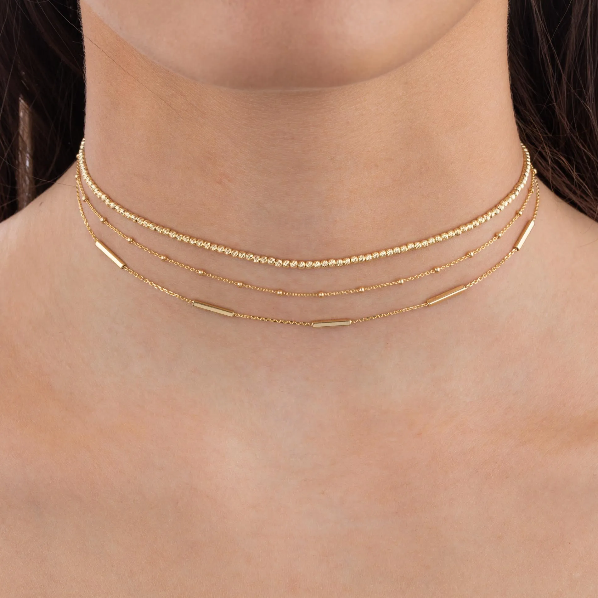 Beaded Adjustable Choker 14K