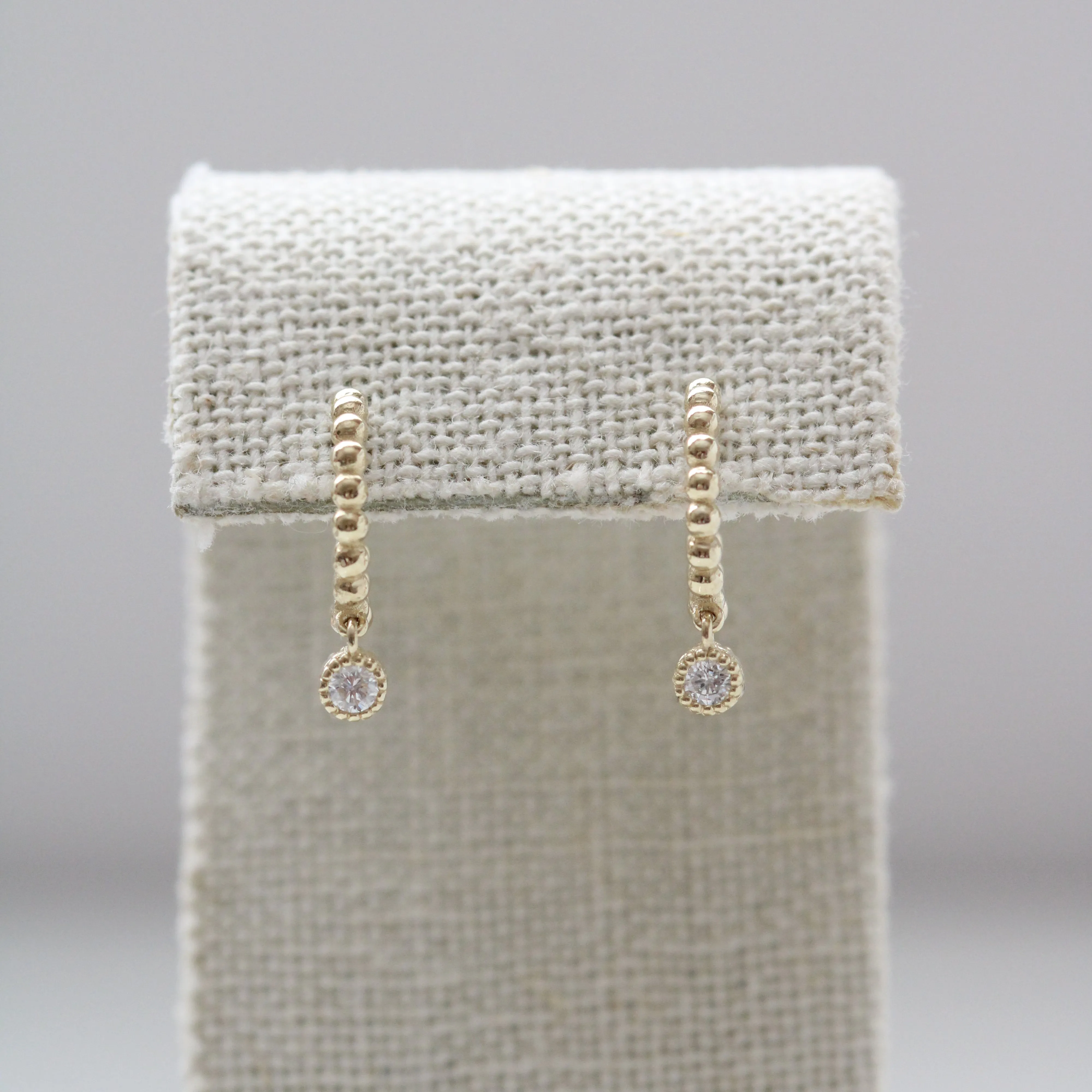 Beaded Hinged Huggies with Diamond Dangle