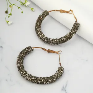Black Glitter Copper Hoops