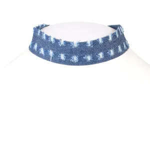 BLUE FABRIC CHOKER NECKLACE #SWKK-4171 (KD8)