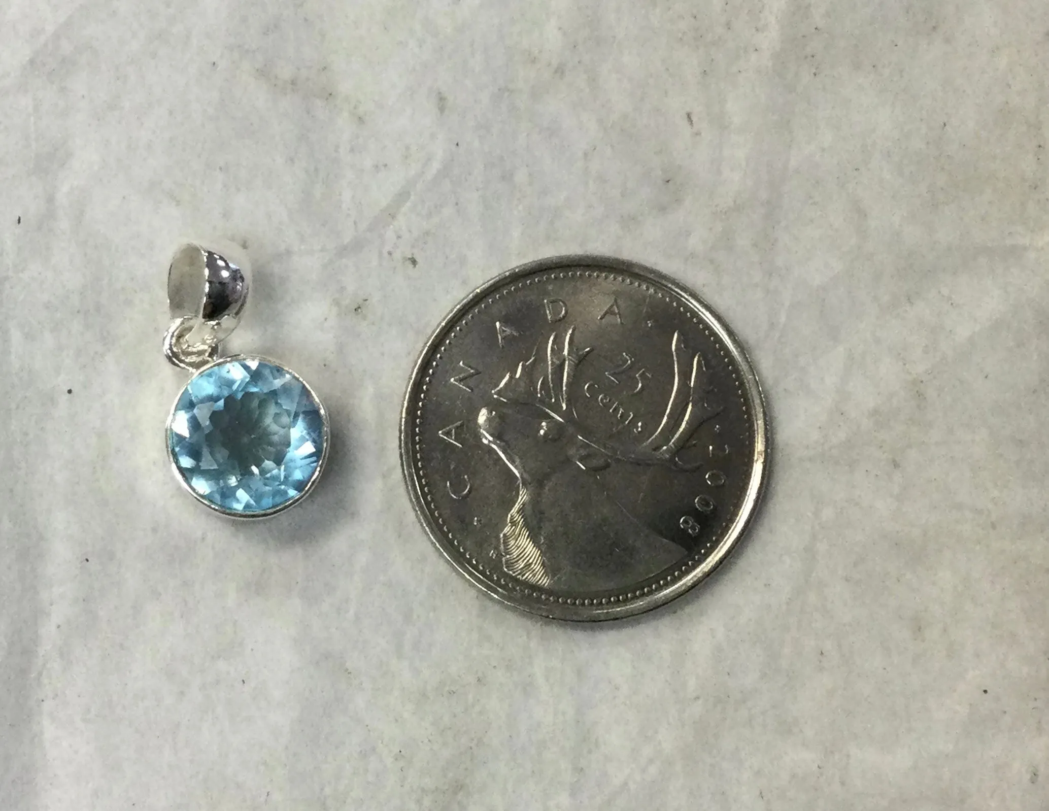 Blue Topaz Round Pendant
