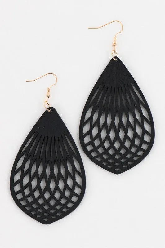 Boho Teardrop Wood Earrings