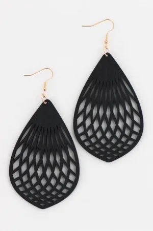 Boho Teardrop Wood Earrings