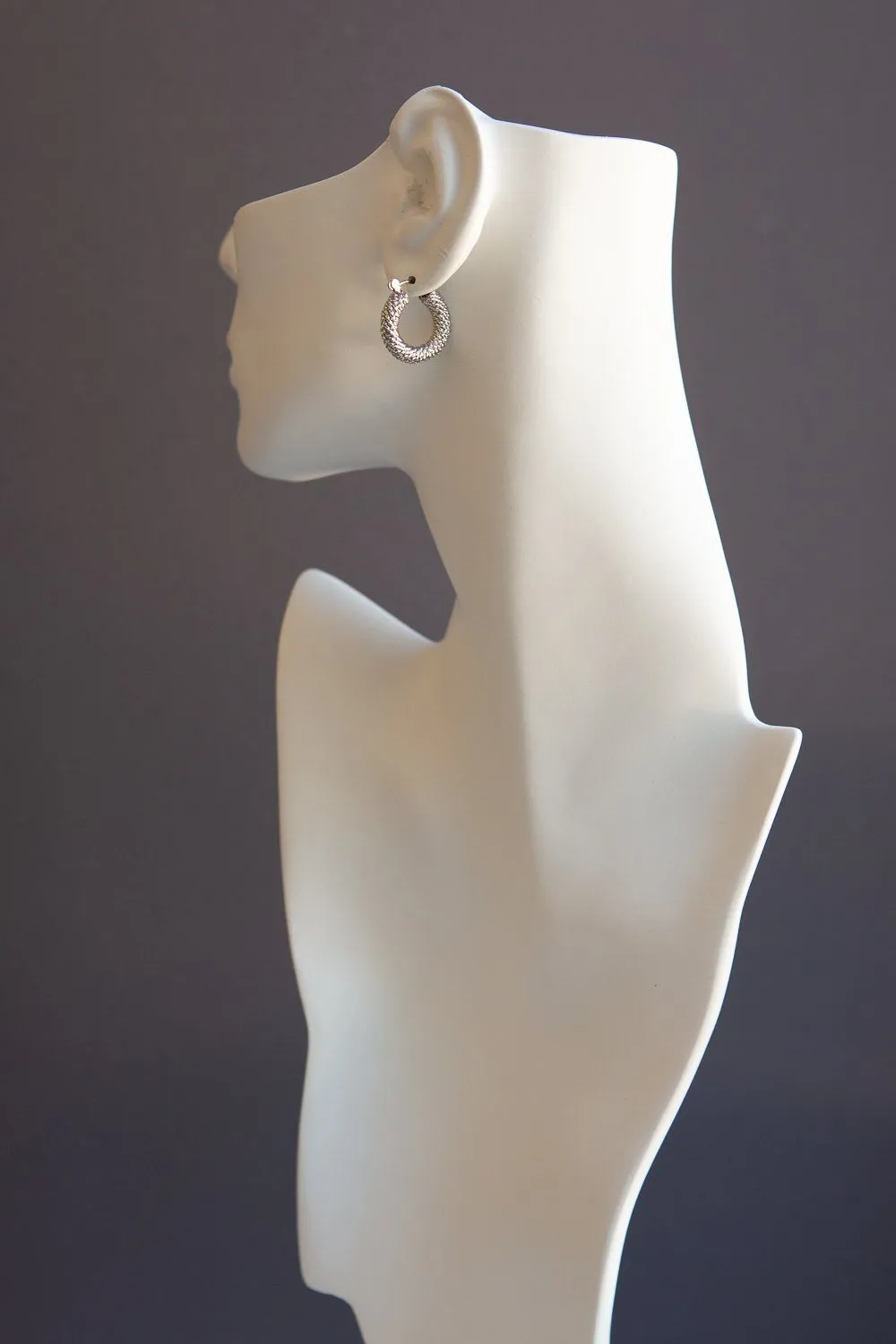 Braided Twist Hoop Earrings (Silver)
