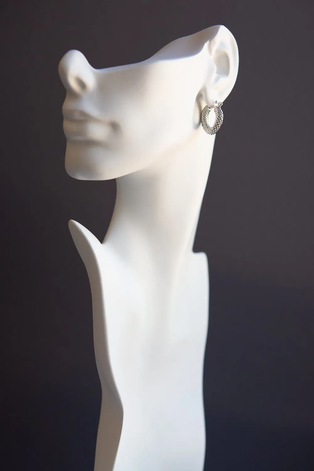 Braided Twist Hoop Earrings (Silver)
