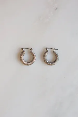 Braided Twist Hoop Earrings (Silver)