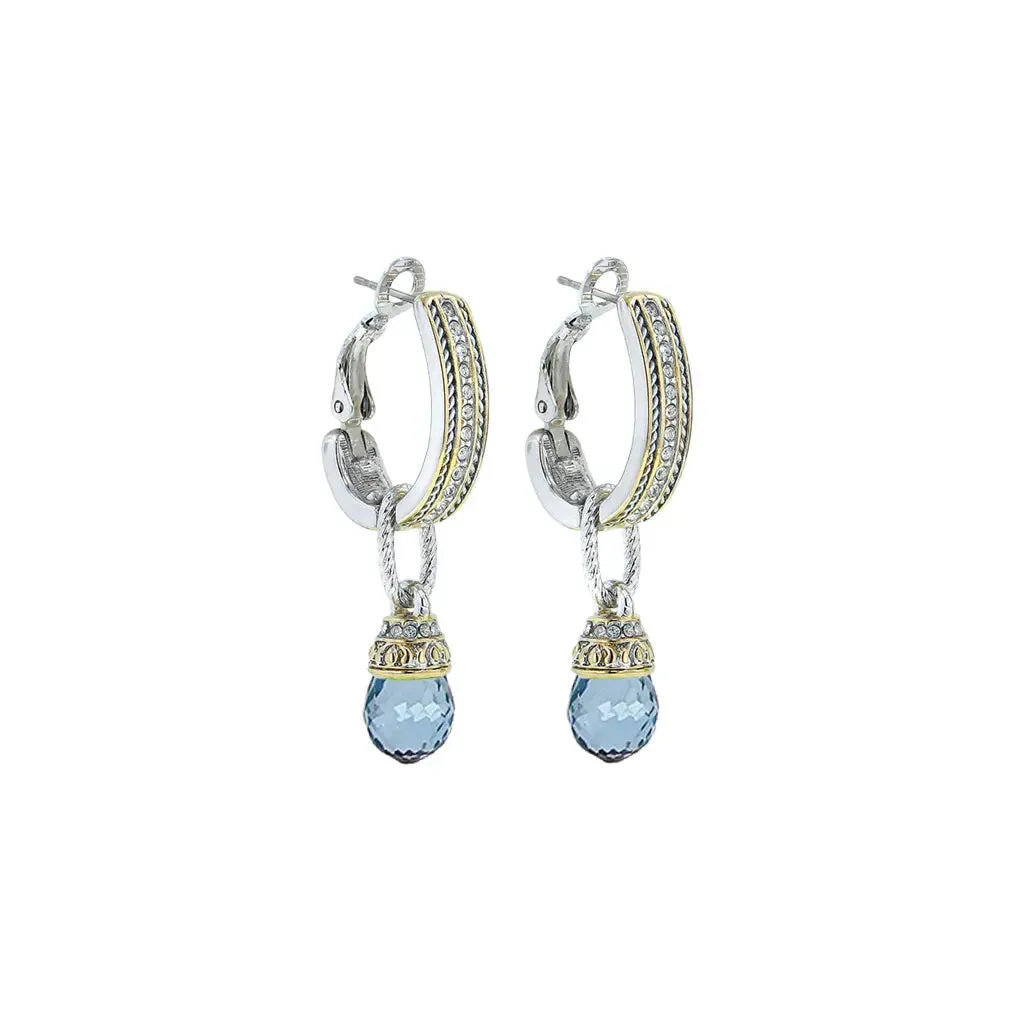 Briolette Collection - Cubic Zirconia Hoop-Drop Earrings