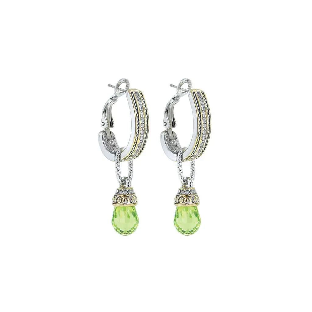 Briolette Collection - Cubic Zirconia Hoop-Drop Earrings