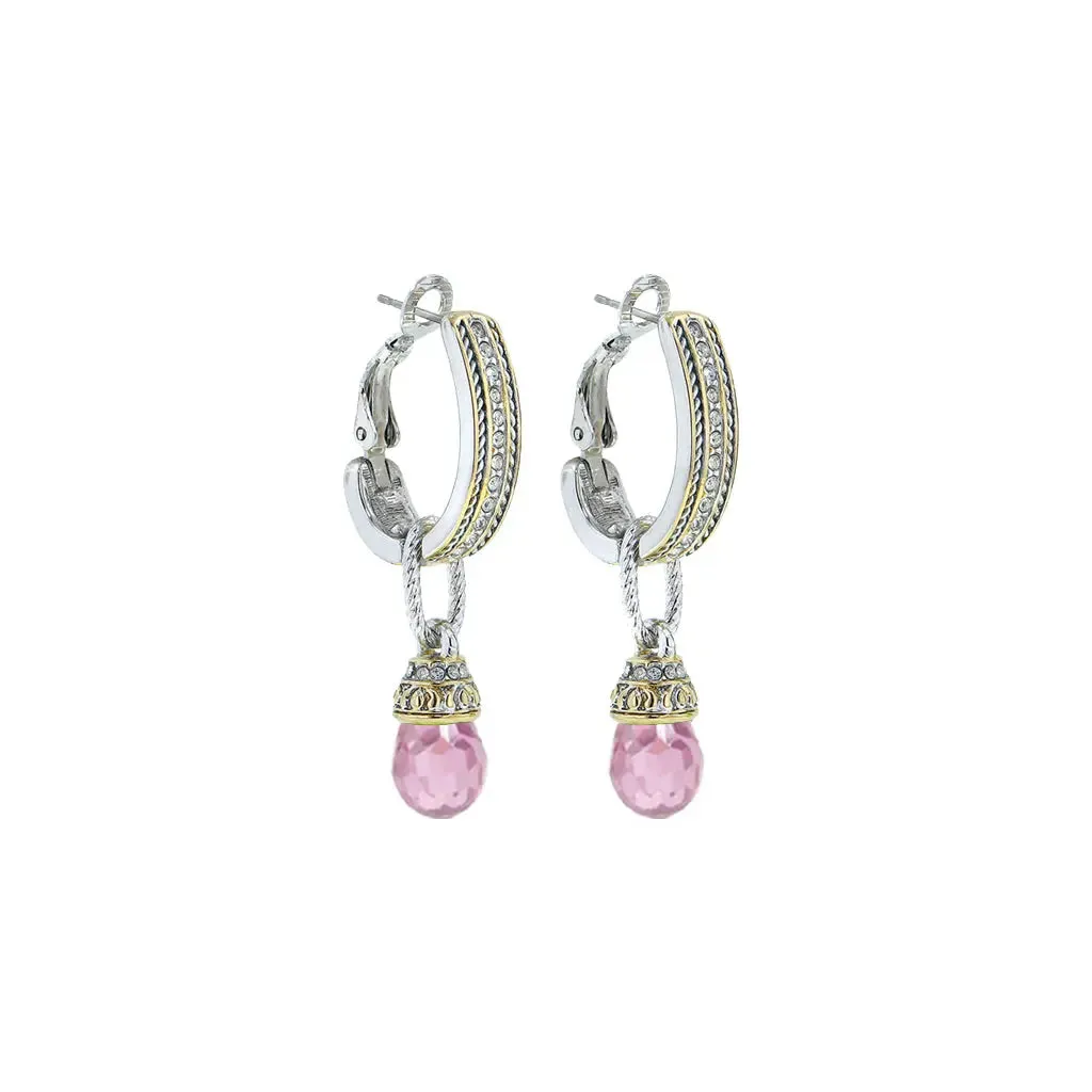 Briolette Collection - Cubic Zirconia Hoop-Drop Earrings