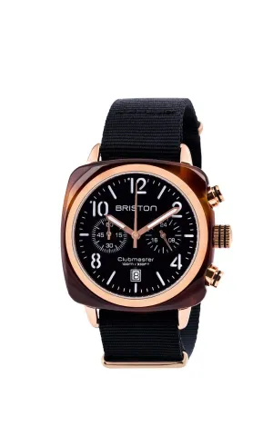 Briston Clubmaster Classic Acetate Chronograph Black Dial Rose Gold 40mm