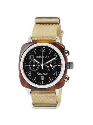 Briston Clubmaster Classic Acetate Chronograph Tortoise Shell Black Dial 40mm