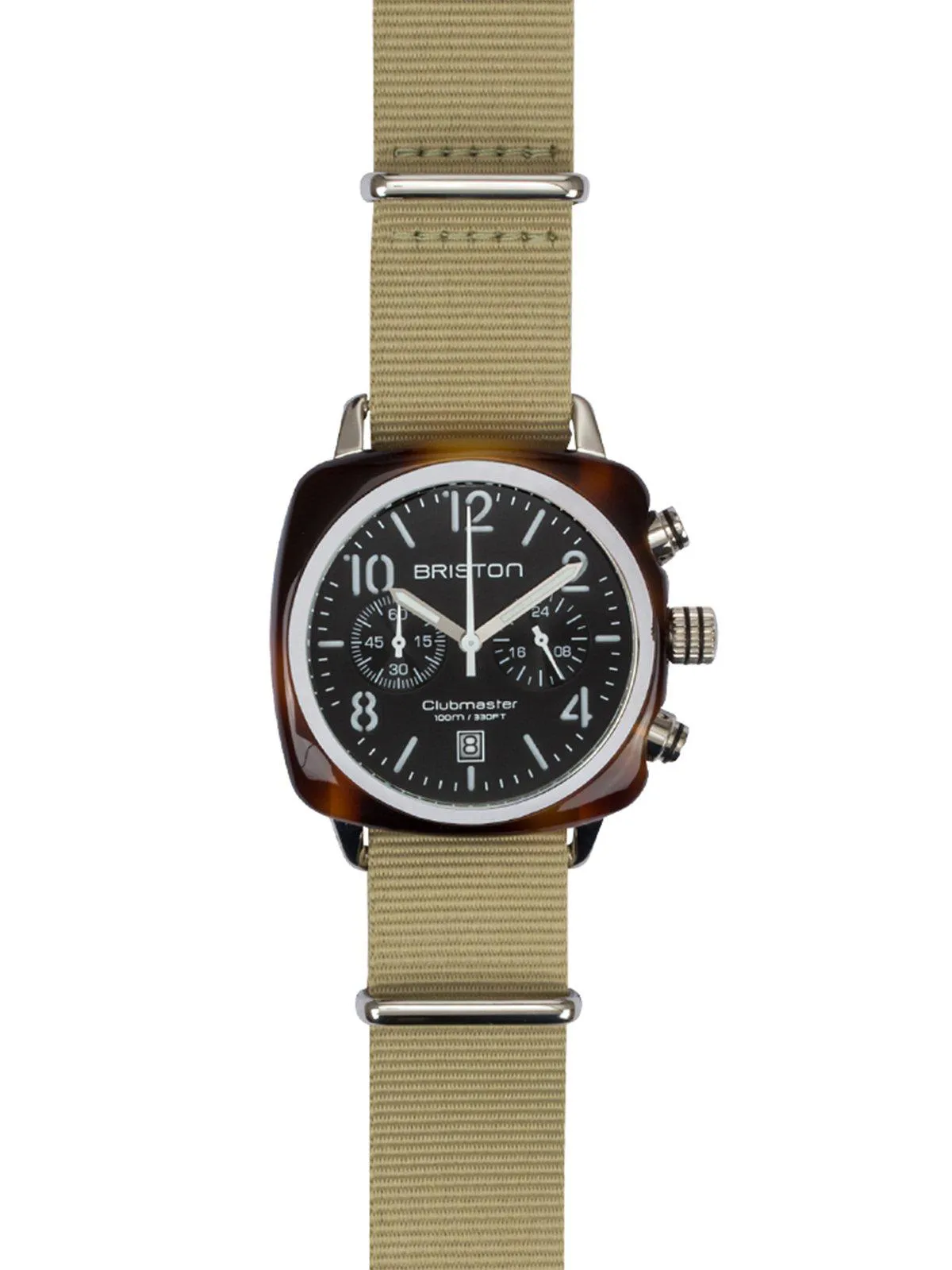 Briston Clubmaster Classic Acetate Chronograph Tortoise Shell Black Dial 40mm