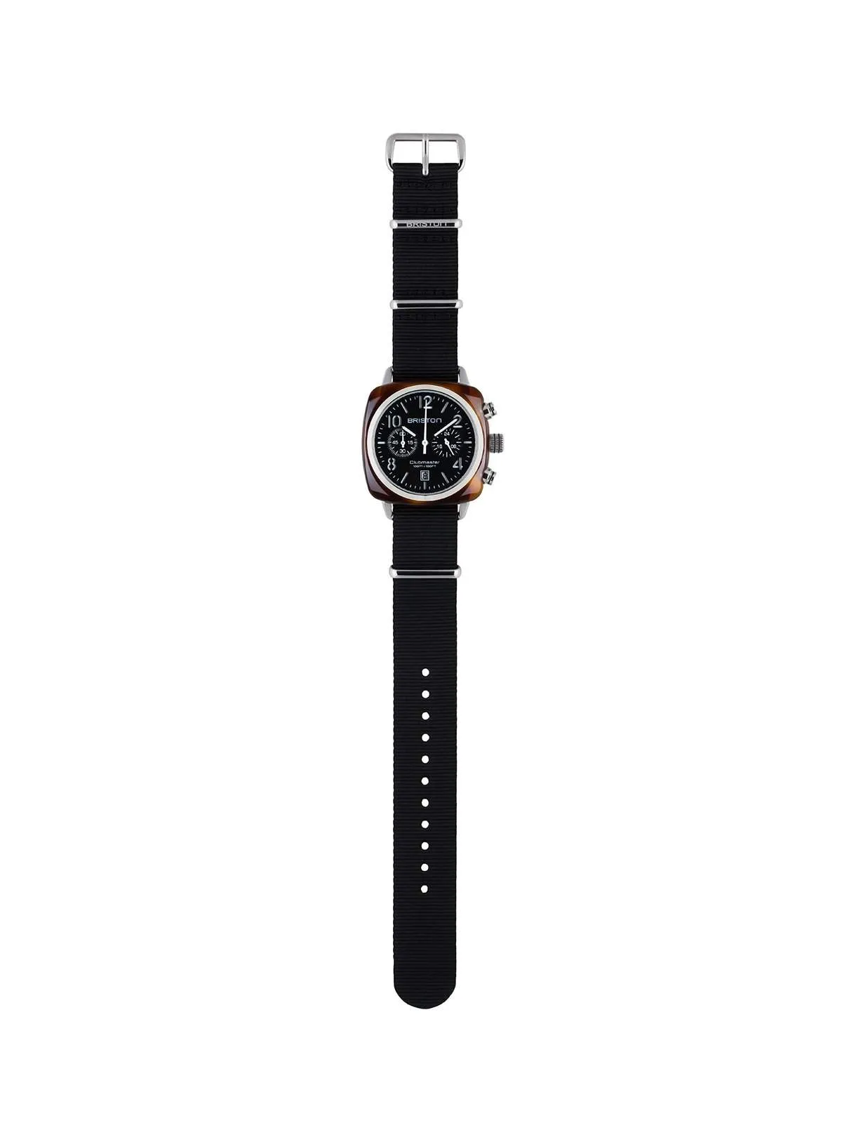 Briston Clubmaster Classic Acetate Chronograph Tortoise Shell Black Dial and Black Nato Strap 40mm