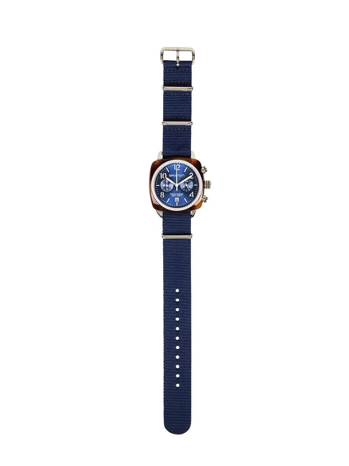 Briston Clubmaster Classic Acetate Chronograph Tortoise Shell Blue Sunray Dial 40mm