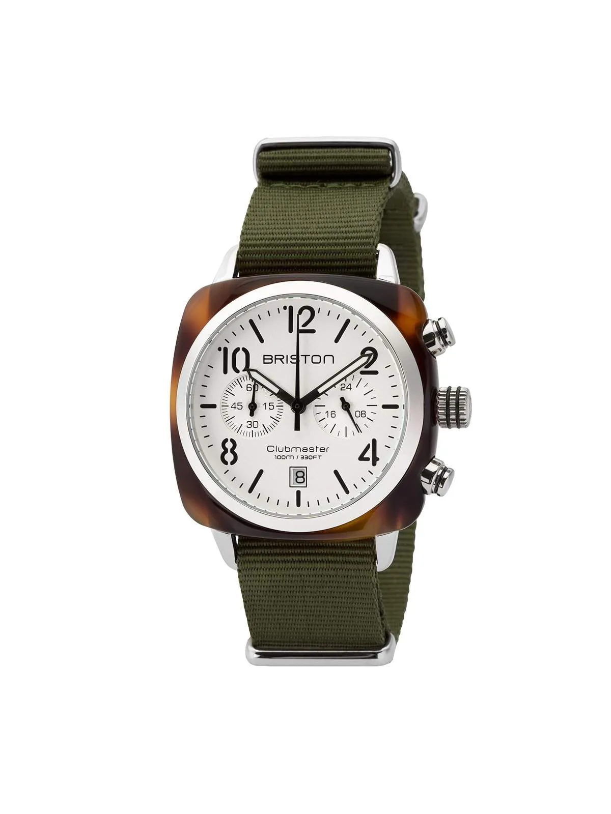 Briston Clubmaster Classic Acetate Chronograph Tortoise Shell White Dial 40mm