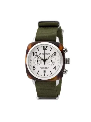 Briston Clubmaster Classic Acetate Chronograph Tortoise Shell White Dial 40mm