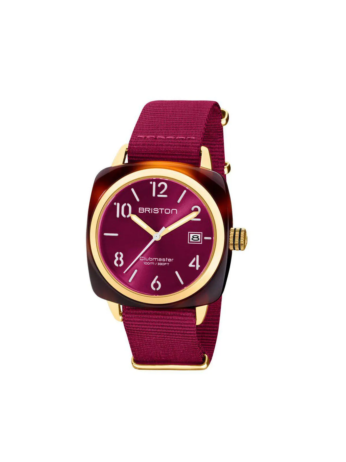 Briston Clubmaster Classic Acetate HMS Gold Berry Sunray Dial 40mm