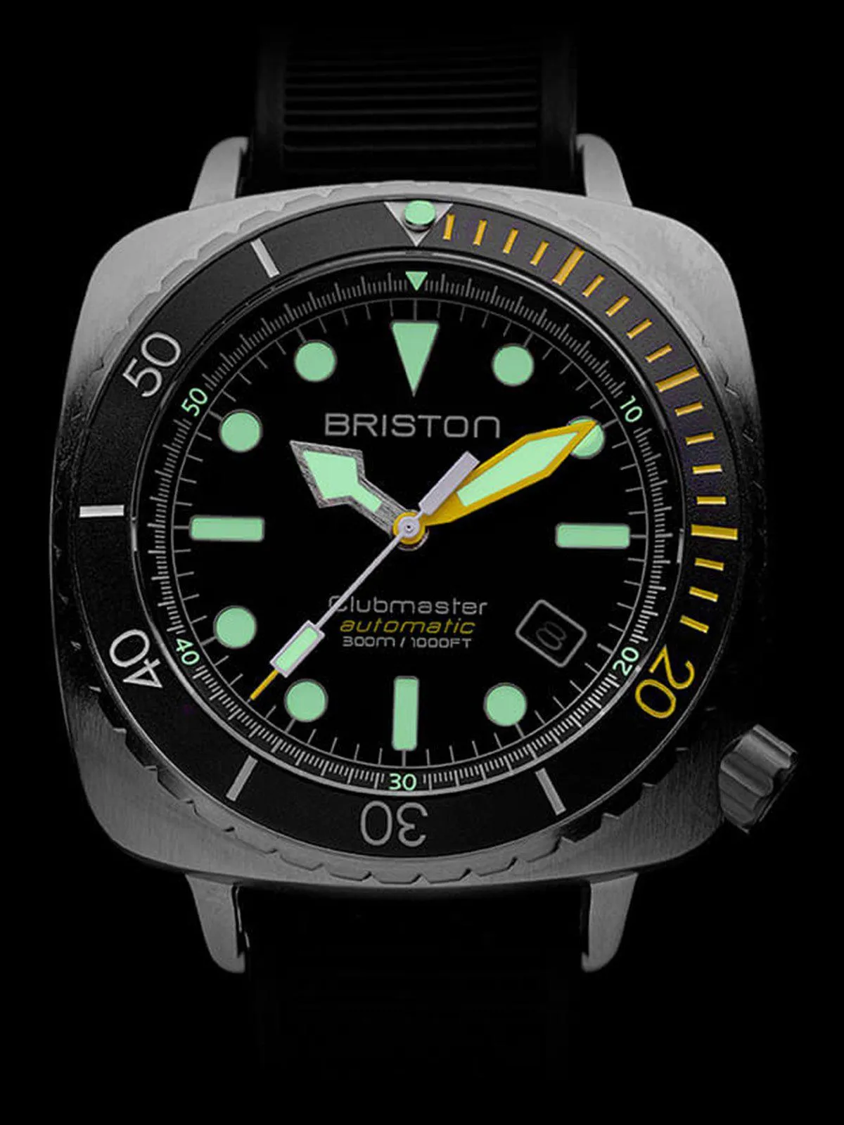 Briston Clubmaster Diver Pro Automatic Steel Black Rubber Strap 44mm