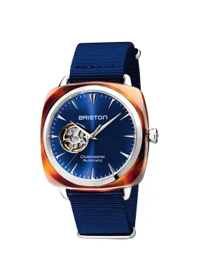 Briston Clubmaster Iconic Acetate Automatic HMS Date Dial Opening Navy Blue Sunray Dial 40mm