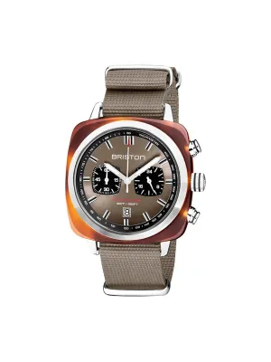 Briston Clubmaster Sport Acetate Chronograph Grey Taupe Sunray Dial 42mm