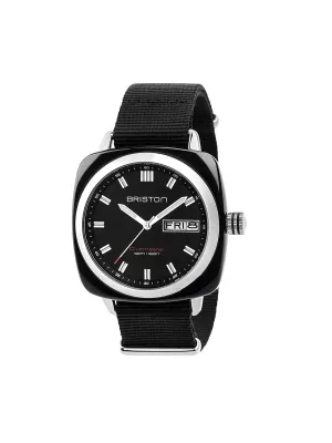 Briston Clubmaster Sport Acetate HMS Black With Black Dial Black Nato Strap 42mm