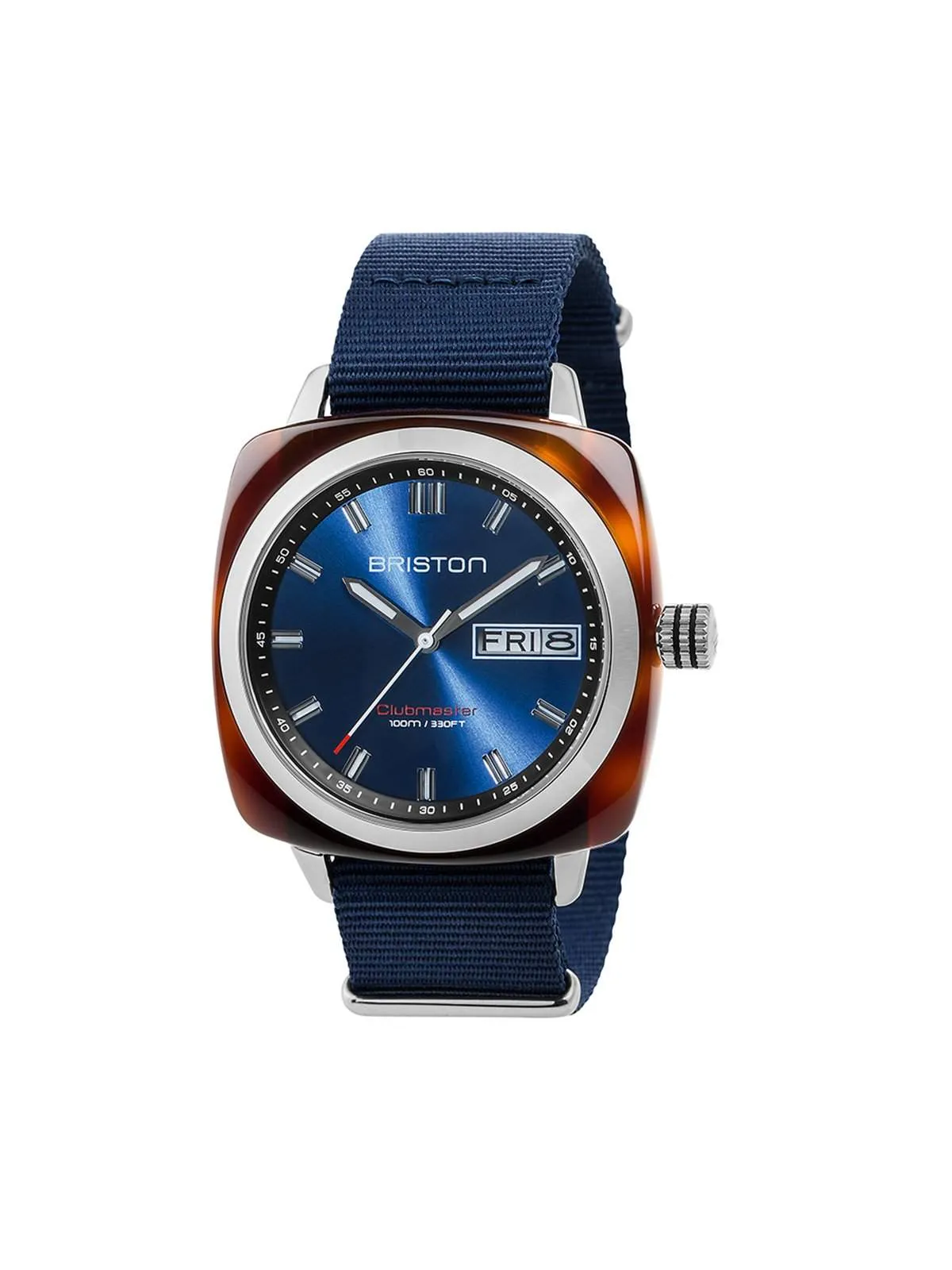 Briston Clubmaster Sport Acetate HMS Tortoise Shell Blue Sunray Dial 42mm