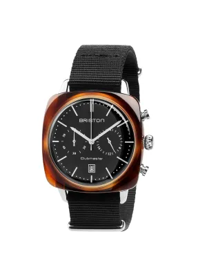 Briston Clubmaster Vintage Acetate Chronograph Black Dial Black Nato Strap 42mm