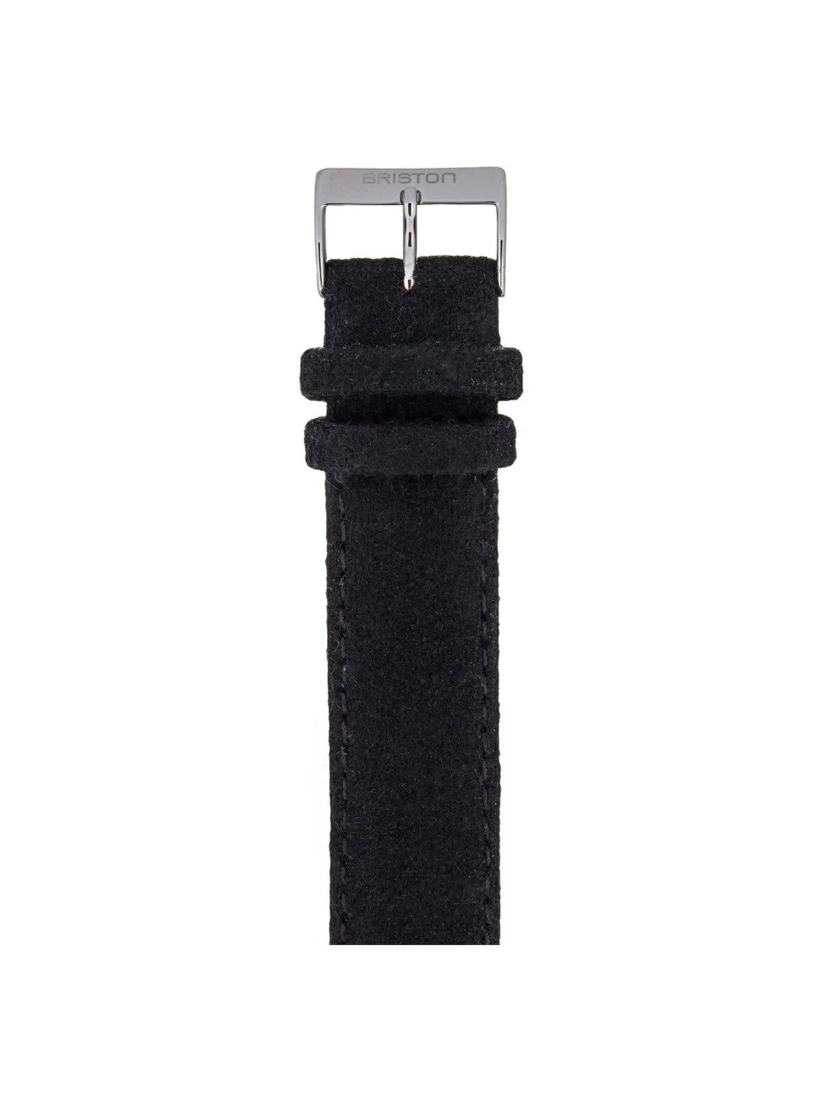 Briston Leather Flannel Strap Black Polished Steel 20mm