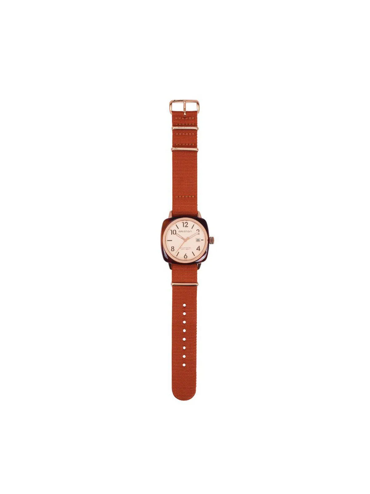 Briston Nato Strap Dark Brown Rose Gold 20mm