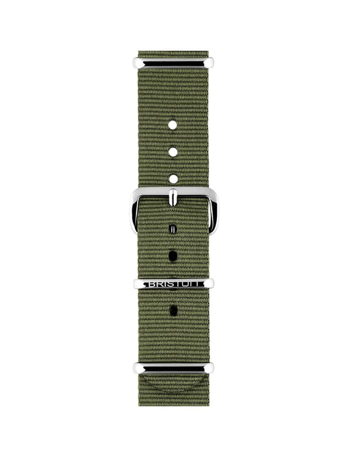 Briston Nato Strap Green Army Polished Steel 18mm